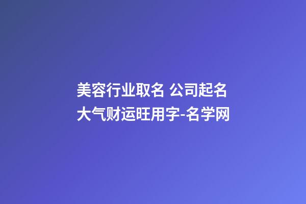 美容行业取名 公司起名大气财运旺用字-名学网-第1张-公司起名-玄机派